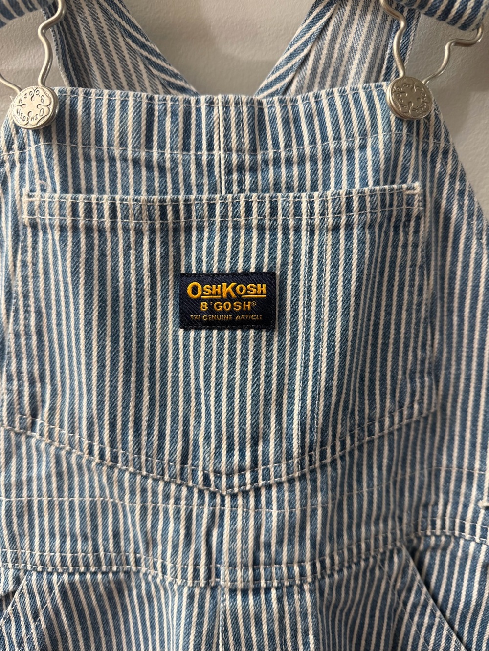 OshKosh B'gosh Vintage Y2K Hickory stripe blue and white overalls vestback EUC